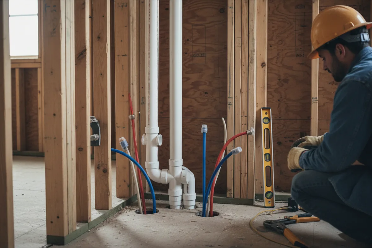 Drain and supply rough-in during Garbage Disposal Repair in Charlottesville